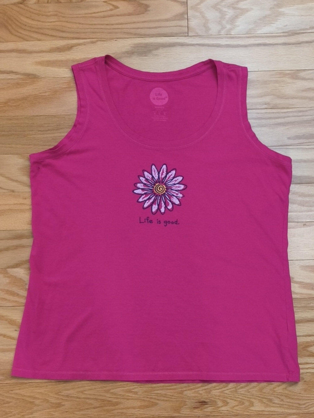 Life Is Good Hot Pink Daisy Tank Size L GU